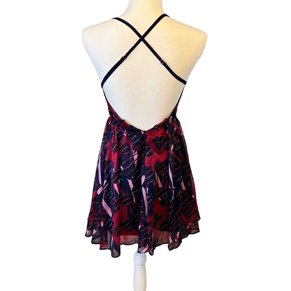 Lulu's Britannia Navy Blue Print Skater Dress XS - Picture 2 of 9